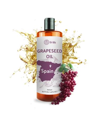 Grapeseed Oil - Pure Grapeseed oil for Skin - 100% Pure Carrier Oil for Hair, Face, and Skin - Direct from EIR Oils in the Beautiful Spanish Countryside (16 oz) Grapeseed Oil 16 Fl Oz (Pack of 1)