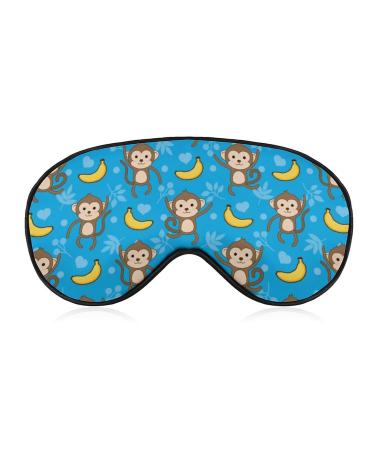 Monkey and Banana Pattern Sleep Mask Eye Cover for Sleeping Blindfold with Adjustable Strap Blocks Light Night Travel Nap for Men Women