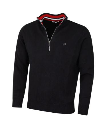 Calvin Klein Men's 1/2 Zip CK Golf Sweater - Black/Red - M