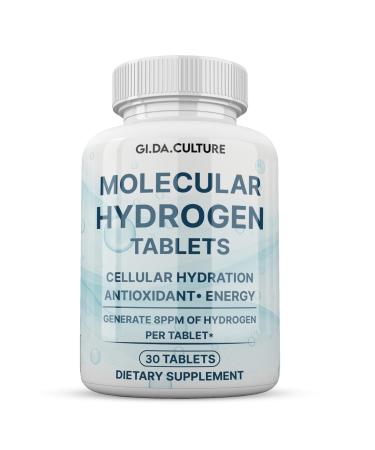 GI.DA.CULTURE Molecular Hydrogen Water Tablets (8 ppm) | Magnesium Malic & L-Tartaric Acid | Hydration & Antioxidant Supplement | Energy Support (30 Count (Pack of 1))