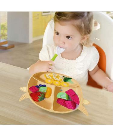 Non-Slip Silicone Baby Suction Plate Set with Divided Placemat - Green | Includes Bendable Fork & Spoon | Toddler Feeding Plate for Self Feeding Training - Buy Online on GoSupps.com