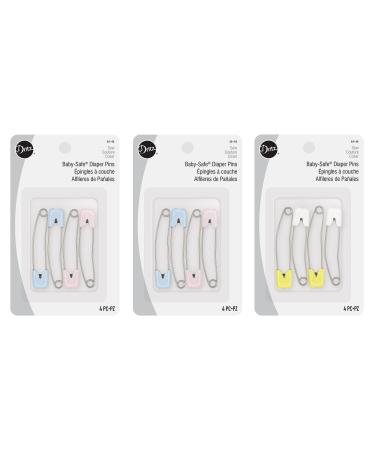 Dritz Baby-Safe, 3-Pack Diaper Pins, Pastel Assorted 12