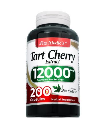 FITO MEDIC'S Lab | tart cherry capsules |200 capsules |12000 mg| tart cherry | tart cherry extract | cherry| cherry extract | concentrate extract |Ultra high Absorption.