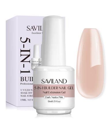 Saviland 5 in 1 Builder Nail Gel - Dark Nudes Pink 15ml Builder Base Strengthening Gel U V/LED Gel for Nails Repair Reinforcement Extension Nail Art Supplies Easy to Shape - Buy Online on GoSupps.com