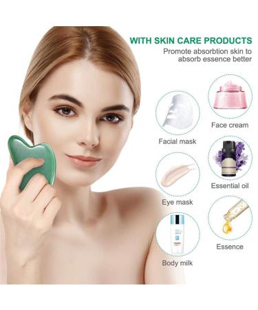Jade Gua Sha Massage Tool | Green Aventurine Face Scraping Board for Anti-Aging & Skin Tightening | Natural Facial Skincare & Puffiness Treatment - Buy Online on GoSupps.com