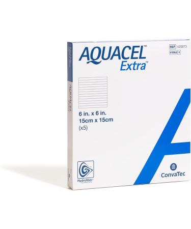 AQUACEL Extra Hydrofiber 6x6 Dressing - Soft, Absorbent Non-Woven Wound Dressing - Box of 5 - Buy Online on GoSupps.com