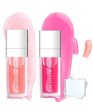 Lip Oil Long-Lasting Moisturizing Lip Glow Oil Lip Care Lip Glow Oil Color Reviver Cherry Oil Long-Lasting Moisturizing Non-Sticky Lip Oils Tinted Large Brush Head Shiny Tinted Primer Plumping Lip Oil 2