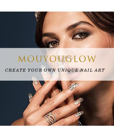 Mouyouglow Press On Nails - Medium Ballerina Shape Glossy Milky White French Tips with Nail Glue | Shop Glossy Artificial Fingernails - Buy Online on GoSupps.com