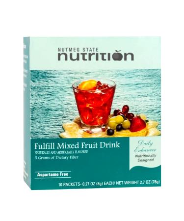 Nutmeg State Nutrition Fulfill High Fiber Drink Mix Low Calorie Fat Free Sugar Free Naturally Flavored Ideal Protein Compatible Aspartame Free 10 Servings Per Box (Mixed Fruit)