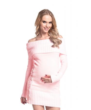 HAPPY MAMA Women's Maternity Bardot Knitted Jumper Dress Pullover Sweater. 913p 12-14 Powder Pink - Buy Online on GoSupps.com