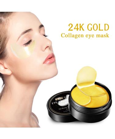 24K Gold Under Eye Patches - Reduce Dark Circles & Puffiness | Hydrating Eye Masks for Wrinkles - 30 Pairs (60 Count - Buy Online on GoSupps.com