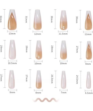 French Tips Rhinestone Gradient Press-on Nails by RUNRAYAY - Full Cover Coffin Shape Fake Nails for Women - Acrylic Stick-on Nail Set for Spring/Summer - Buy Online on GoSupps.com