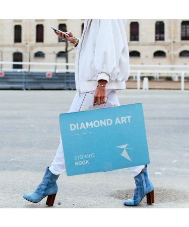 TTPOLONG A3 Diamond Painting Storage Book - Blue Diamond Art Portfolio with 30 Clear Plastic Sleeves - 16.8X12.5 Inch Organizer for Diamond Painting Supplies - Buy Online on GoSupps.com