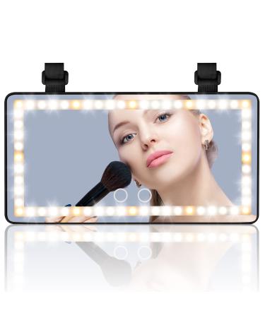 Car Visor Vanity Mirror,Battery Power Car Makeup Mirror with Lights 60 LED,3 Light Mode Car Vanity Mirror,Dimmable Sun Visor Mirror Clip-on Vanity Mirror for Women(Black)