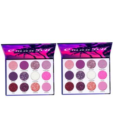 Healeved 2 Boxes Eyeshadow Palette Makeup Pallet Cosmetics Palette Woman Eyeshadow Pallet Colorful Plastic 1 count (Pack of 1) Colorfulx2pcs