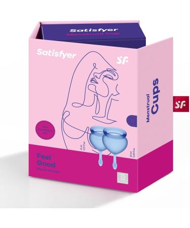 Satisfyer Menstrual Cup Set - Reusable & Sustainable 2-Piece (15ml & 20ml) - Easy Cleaning - Blue - Buy Online on GoSupps.com
