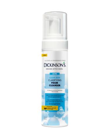 Dickinson s Witch Hazel Acne Foam Cleanser with 2% Salicylic Acid Niacinamide & Tea Tree | Alcohol-Free Fragrance-Free | Gentle Daily Face Wash for Clear Skin | 7 Fl Oz