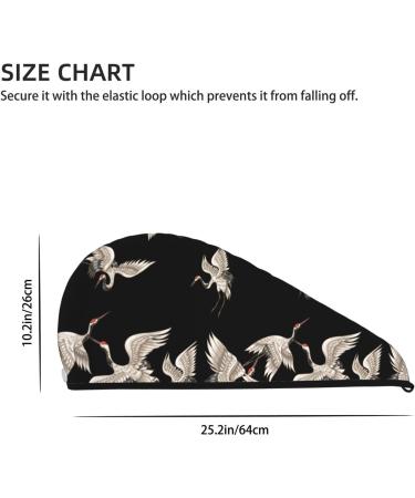 Japanese White Cranes Microfiber Hair Towel Wrap for Women - Super Absorbent Coral Velvet Quick Dry Cap for Long Curly & Thick Hair - Buy Online on GoSupps.com
