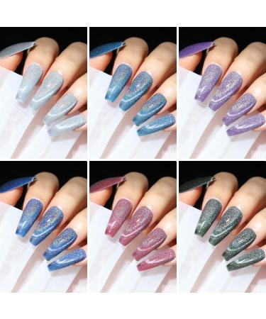SUPWEE Rainbow Cat Eye Gel Polish 8 Colors Holographic Magnetic Gel Nail Polish 9D Cat Eye Glitter Sparkle Nail Gel Polish with Magnetic Stick Soak Off UV LED Varnish Gel Nail Art XCLSMY112 - Buy Online on GoSupps.com