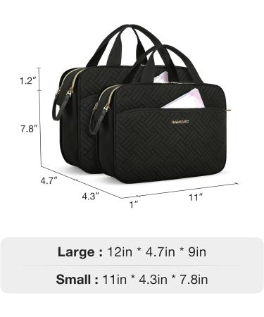 BAGSMART Large Travel Toiletry Bag - Water-resistant Organizer for Makeup, Shampoo & Toiletries | Black Medium Size - Buy Online on GoSupps.com