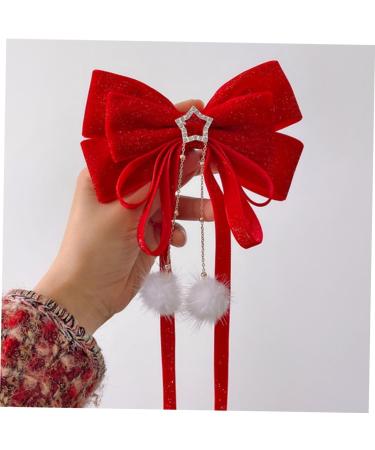 MAGICLULU 1pc Hair Accessories Girl Hair Clips Satin Hairpin Barrettes for Hair Christmas Bow Hairpin Satin Hair Clips Bowknot Hair Clips Tiara Bow Tie Ribbon Red Flocking Child - Buy Online on GoSupps.com