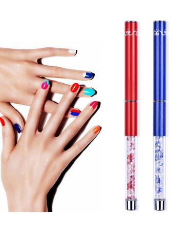 Buy Oval & Flat UV Gel Nail Brush Set | Rhinestone Handle | Professional Multicolor Nail Art Tools for Salon & DIY - Buy Online on GoSupps.com