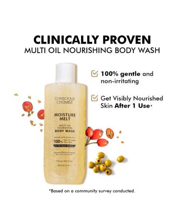 Conscious Chemist Multi-Oil Body Wash Shower Gel | 300ml | Moisturizing Body Wash for Men & Women | Hydrates Dry Skin Enhances Glow & Softness | Gentle Formula Suitable for All Skin Types - Buy Online on GoSupps.com