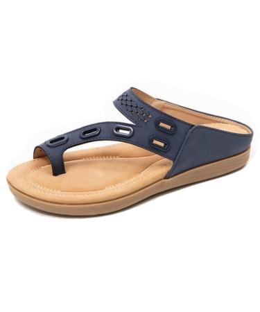 Orthopedic Sandals for Women Arch Support Summer Comfy Bunion Corrector Slippers Womens Casual Non-Slip Hallux Valgus Flip Flops for Plantar Fasciitis/Arch of Foot/Heel Pain 7.5 Blue