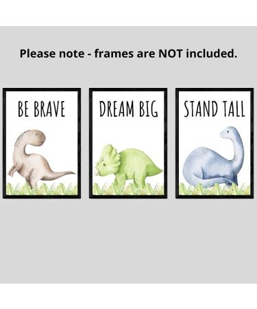Dinosaur Set of 3 Unframed Poster Prints with Quotes for Baby Boy or Girl Nursery Dinosaur Bedroom Decor Dinosaur Wall Art Dream Big Stand Tall Be Brave (A3) Dream Big A3 - Buy Online on GoSupps.com