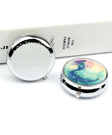 Mermaid Tail Pill Box - 3 Compartment Decorative Metal Organizer | Portable Travel Case for Medicine - Buy Online on GoSupps.com