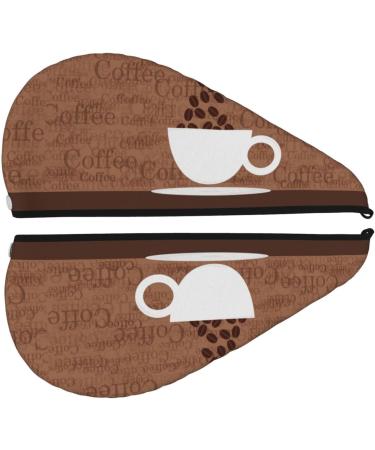 Hair Towel Wrap - Quick Drying Hair Turban with Button | Coffee Cafe Cup Design - Buy Online on GoSupps.com