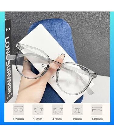 Round Blue Light Blocking Glasses for Men & Women - Grey Frame 1.50 Reading Eyewear - Buy Online on GoSupps.com