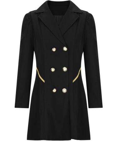 Yihaojia Blazer Dress for Women Trench Coat Notch Lapel Double Breasted Thick A Line Pea Coats Jacket with Pocket Black#27 XX-Large - Buy Online on GoSupps.com