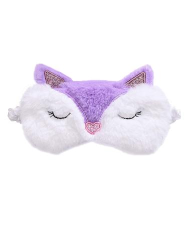Monai Cute 3D Sleep Travel Nap Night Mask Soft Plush Blindfold Animal Sleeping Home Eye Cover for Women Girls Kids Purple