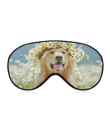 Golden Retriever Dog Lovely Wreath Sleep Eye Mask Cute Blindfold Eye Covers Eyeshade for Women Men Gifts
