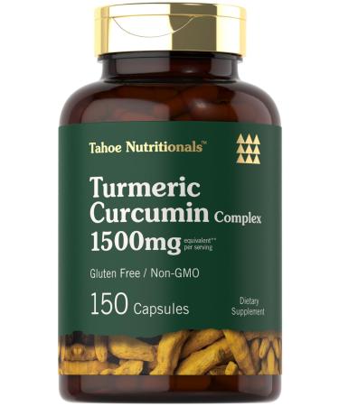 Tahoe Nutritionals Turmeric Curcumin Supplement 1500 mg | 150 Capsules | Complex with Black Pepper | Non-GMO and Gluten Free