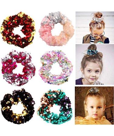 Sequin Mermaid Thick Hair Band  6 Colors Elastic Little Girl Pill Head Decorations  Suitable for Girls with Curly Hair