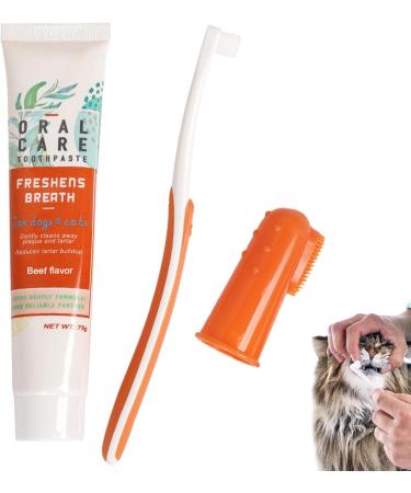 Dog Toothpaste with Brush - Care Kit for Dogs Finger Brush for Dogs Teeth and Toothpaste Pet Oral Teeth and Gum Care B: Beef Flavor - Buy Online on GoSupps.com