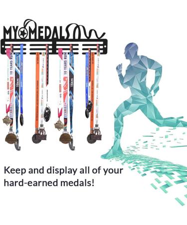 Sehaz Artworks Black Medal Hanger Display - Holds up to 40 Medals | Race Medal Holder Case for Running & Marathon | Medal Rack - Buy Online on GoSupps.com