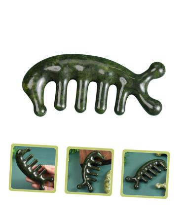 Jade Scalp Massager & Acupuncture Comb | Wood Gua Sha Tool for Head Massage | 3D Tablets 11.50x4.50cm Green - Shop Internationally - Buy Online on GoSupps.com