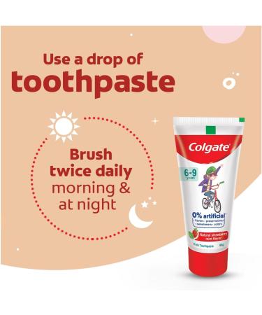 Colgate Toothpaste for Kids (6-9 Years) Natural Strawberry Mint Flavour Tooth Paste with 0% Artificial Flavors Preservatives Sweeteners & Colors - 80 G Tube Cavity Protection - Buy Online on GoSupps.com