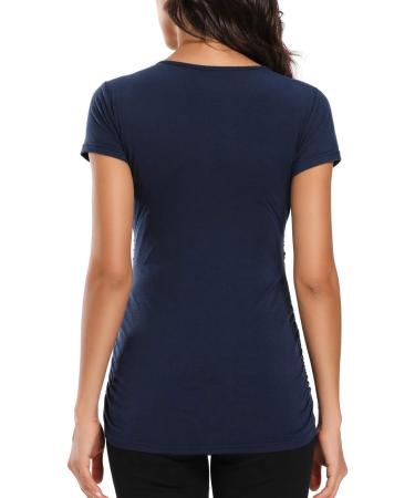 Love2Mi Maternity Nursing Shirt - Short Sleeve V-Neck Breastfeeding T-Shirt - Navy [Size S] - Buy Online on GoSupps.com