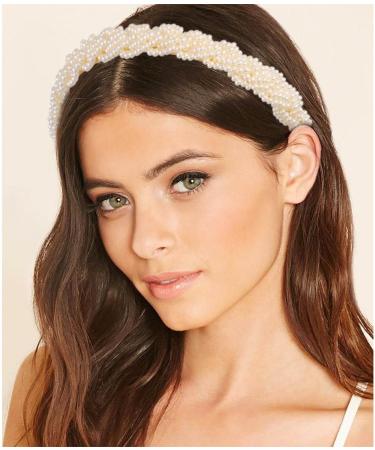 Goresory White Pearl Headbands Bridal Headband Bling Faux Pearl Hairbands Wedding Hair Accessories for Women and Girls - Buy Online on GoSupps.com