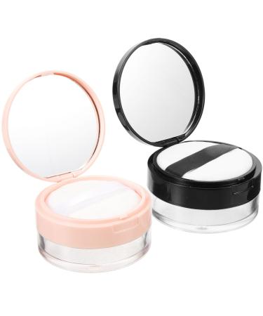 Beaupretty 2pcs Boxes Cosmetic Travel Containers Makeup Powder Containers Powder Puff Loose Powder Plastic