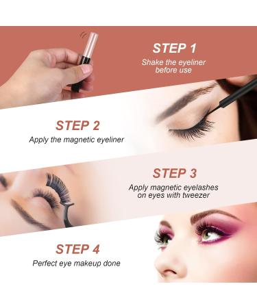 Uraqt Magnetic Eyelashes - 7 Pairs 3D False Eyelashes with Eyeliner & Tweezers | Waterproof & Reusable - Buy Online on GoSupps.com