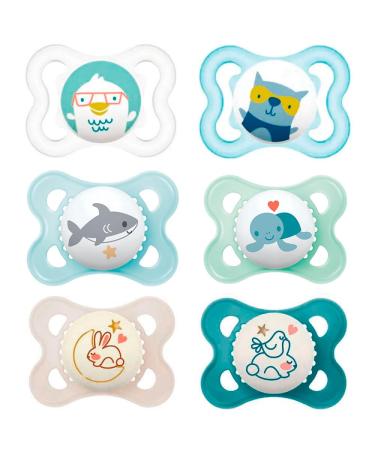 MAM Day & Night Silicone Pacifier 0-6 Months for Boys | 6-Pack with Sterilized Transport Boxes | International Shipping Available - Buy Online on GoSupps.com