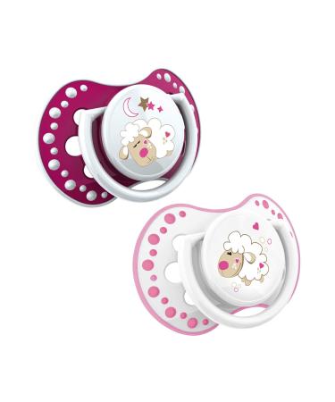 Lovi 22/810 Girl Dynamic Silicone Pacifier | Night & Day | 3-6 Months | Jaw-Friendly | BPA Free | 2 Pack with Night-Light Ring | International Shipping - Buy Online on GoSupps.com