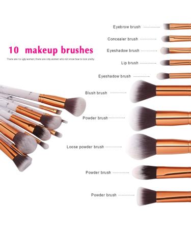 Marble Makeup Brush Set Professional Blending Cosmetic Brushes for Foundation Powder 10PCS - Buy Online on GoSupps.com