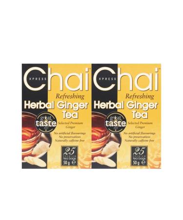 Chai | Express Ginger Tea 25Bag 50G |Warming soothing refreshing and reviving |Aids recovery from colds and sore throats | Indian Origin | Pack Of 2
