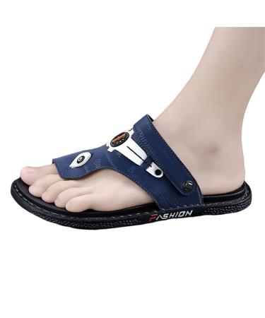 Men Toe Separate Flat Shoes Non-Slip Orthotic Sandals for Men's Comfort Beach Walking Shoes for Orthopedic Large Toe Bone Correction with Open Toe Bale Rails 8 Blue